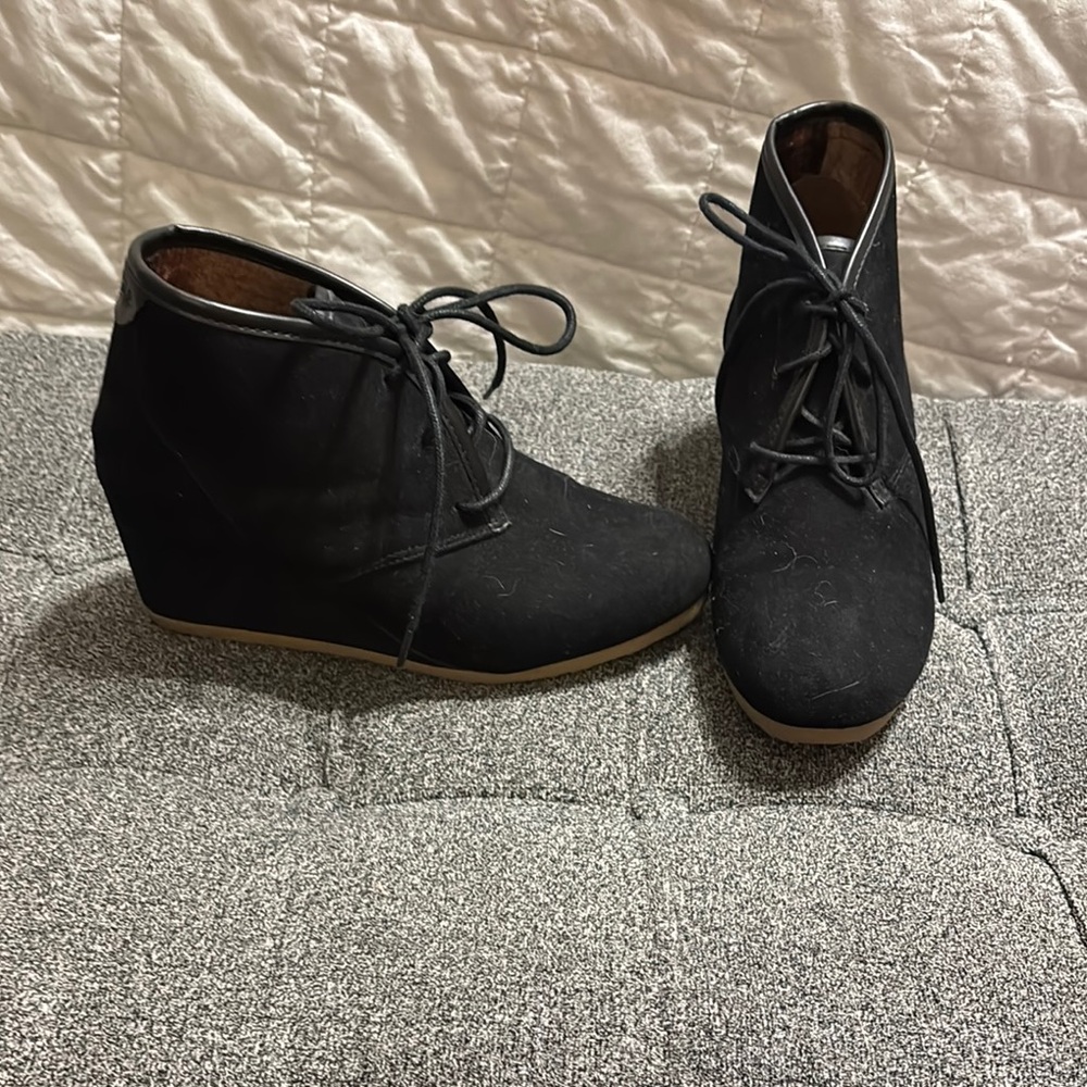 Black Wedge Ankle Boots